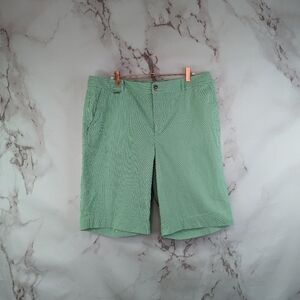 Lauren Ralph Lauren Shorts Womens 14 High Rise Green Stripe Bermuda